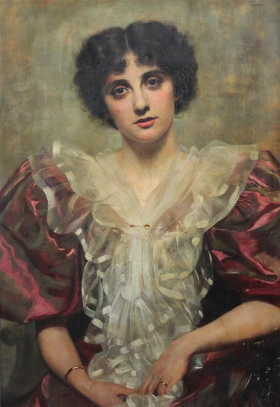 Albert Henry Collings (1868-1947) Portrait of the actress and singer Marjorie Villis, 28 x 20in.